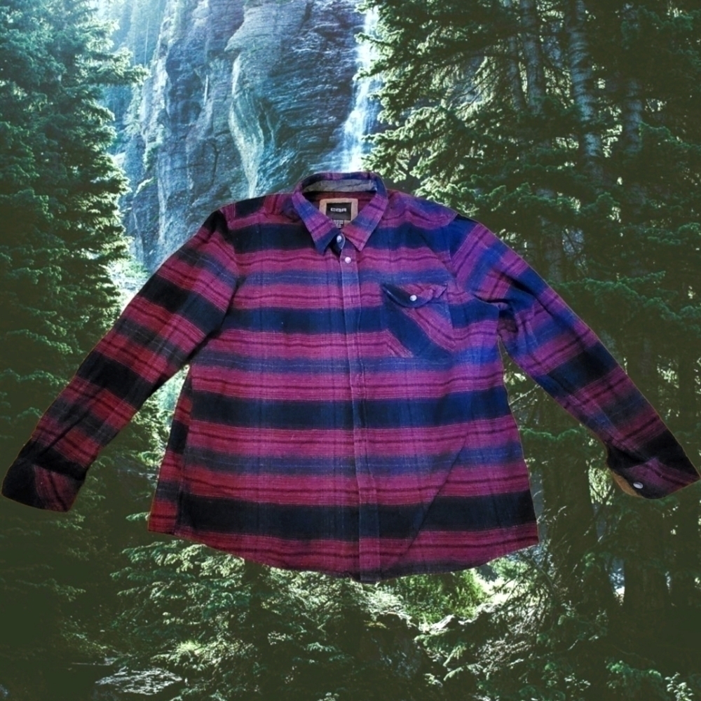 Button Up Plaid Flannel Shirt Mens 2XL Cotton Long Sleeve Corduroy cuffs T32 CQR
